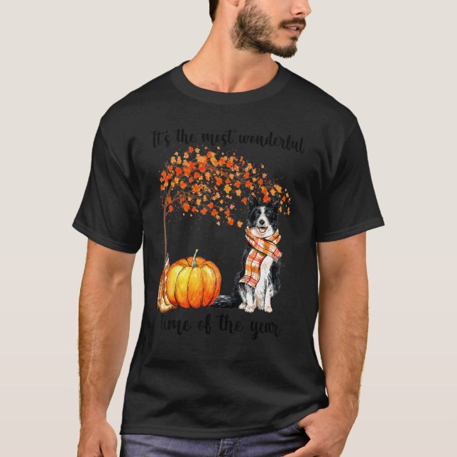 It's The Most Wonderful Autumn Time Border Collie  T-Shirt (Front)