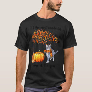 It's The Most Wonderful Autumn Time Cat Scarf Pump T-Shirt