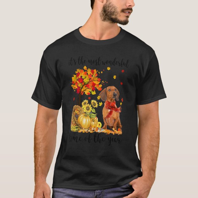 It's The Most Wonderful Autumn Time Dachshund Pump T-Shirt (Front)