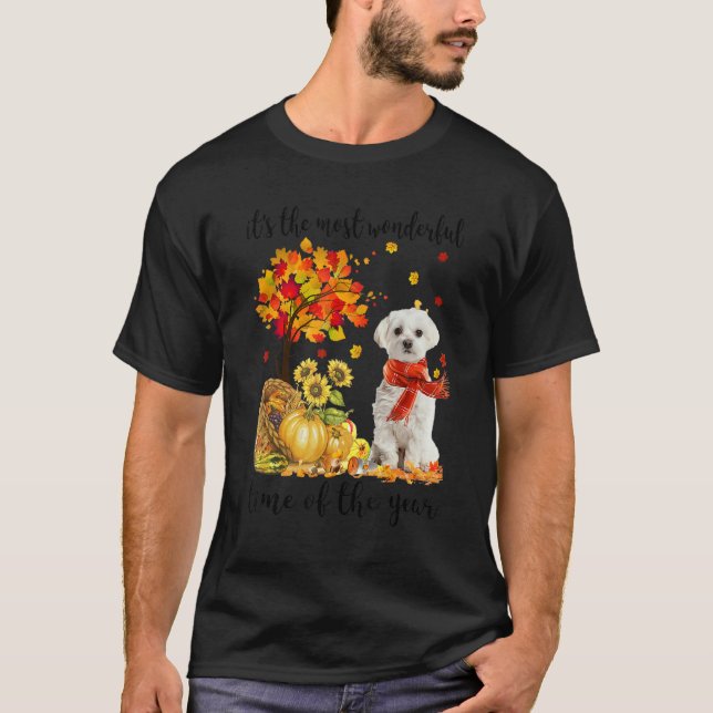 It's The Most Wonderful Autumn Time Maltese Pumpki T-Shirt (Front)