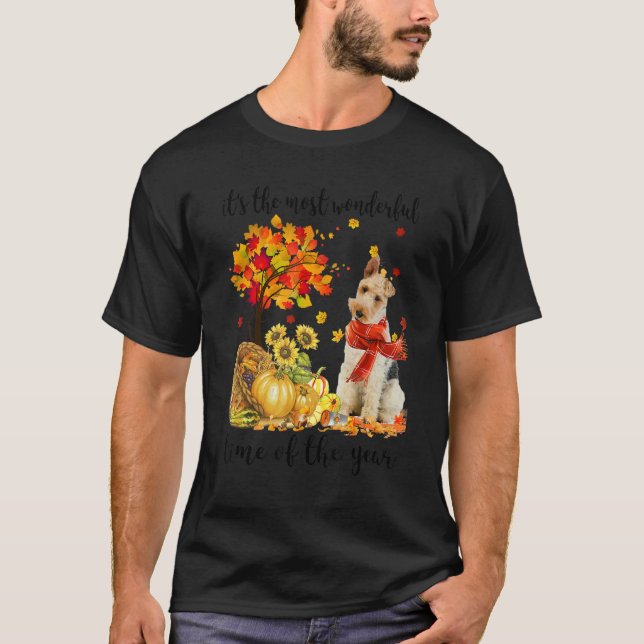 It's The Most Wonderful Autumn Time Wire Fox Terri T-Shirt (Front)
