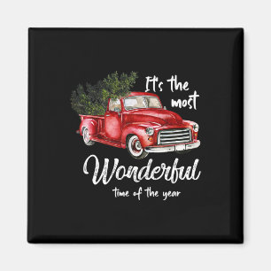 Its The Most Wonderful Christmas Of Year Red Truck Magnet
