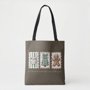 It's The Most Wonderful Time Christmas Gingerbread Tote Bag