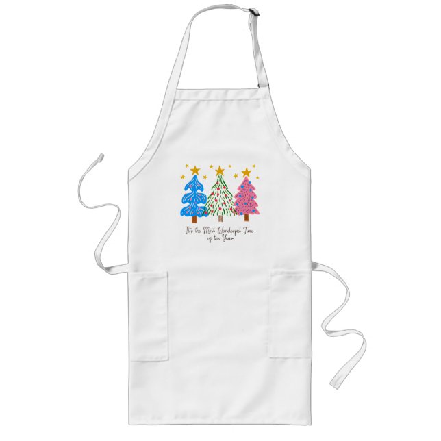 It's The Most Wonderful Time Christmas  Long Apron (Front)