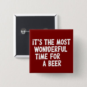 It's The Most Wonderful Time For A Beer Christmas 15 Cm Square Badge