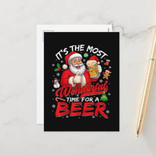 Its The Most Wonderful Time for A Beer Christmas Holiday Postcard