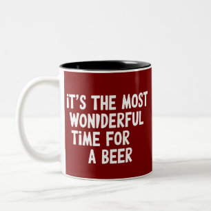 It's The Most Wonderful Time For A Beer Christmas Two-Tone Coffee Mug