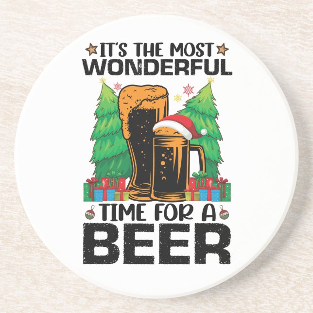 Its The Most Wonderful Time For A Beer Santa  Coaster (Front)