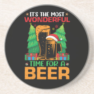 Its The Most Wonderful Time For A Beer Santa  Coaster