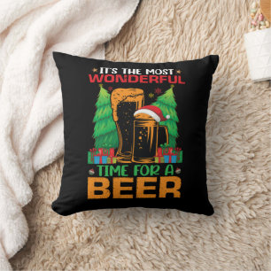 Its The Most Wonderful Time For A Beer Santa Cushion