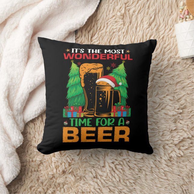 Its The Most Wonderful Time For A Beer Santa  Cushion (Blanket)