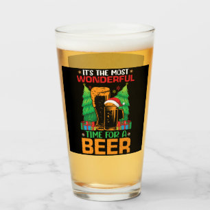 Its The Most Wonderful Time For A Beer Santa Glass