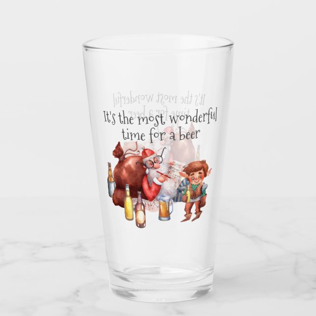 It's the Most Wonderful Time for a Beer Santa Glass (Front)