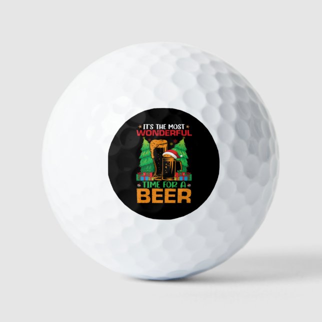 Its The Most Wonderful Time For A Beer Santa  Golf Balls (Front)