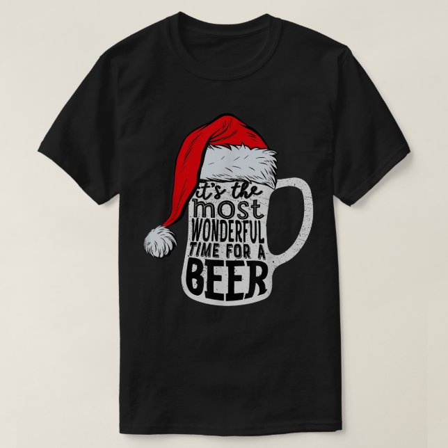 Its The Most Wonderful Time For A Beer Santa Hat C T-Shirt (Design Front)