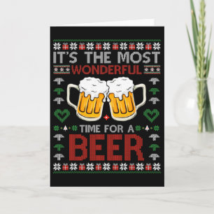 It's The Most Wonderful Time For A Beer Santa Hat Card