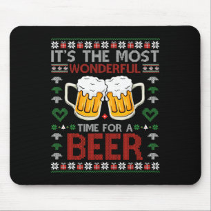 It's The Most Wonderful Time For A Beer Santa Hat Mouse Pad