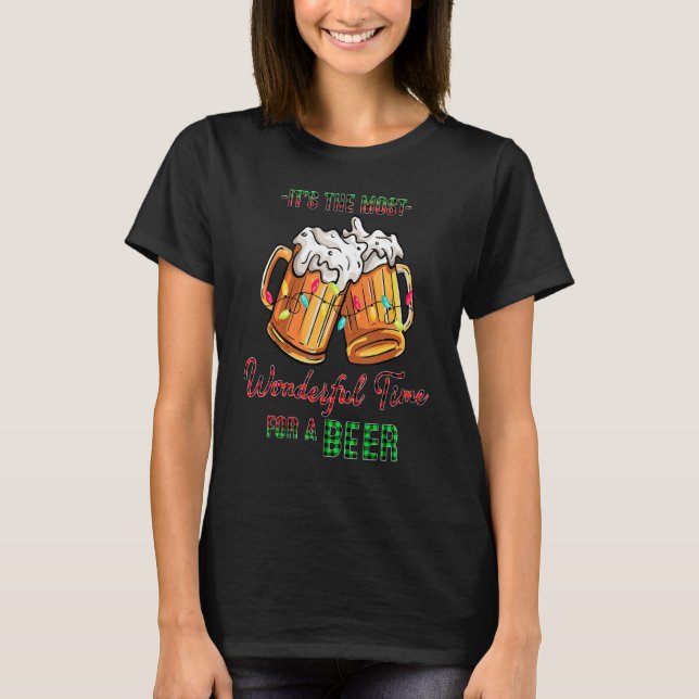It's The Most Wonderful Time For A Beer Santa Hat  T-Shirt (Front)