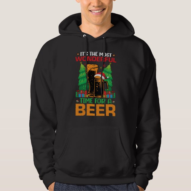 Its The Most Wonderful Time For A Beer Santa  Hoodie (Front)