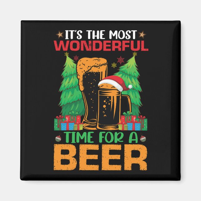 Its The Most Wonderful Time For A Beer Santa  Magnet (Front)