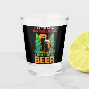 Its The Most Wonderful Time For A Beer Santa Shot Glass
