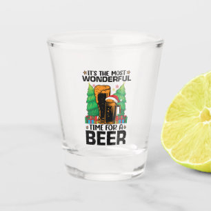 Its The Most Wonderful Time For A Beer Santa Shot Glass