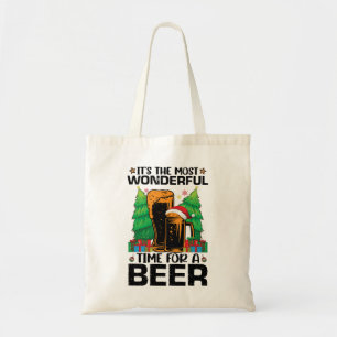 Its The Most Wonderful Time For A Beer Santa  Tote Bag
