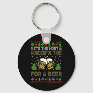 It's The Most Wonderful Time For A Beer Santa Ugly Key Ring