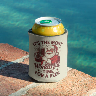 It's The Most Wonderful Time For A Beer Santa Xmas Can Cooler