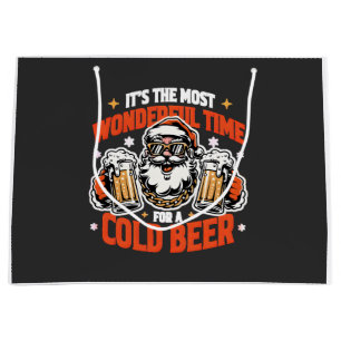 it's The Most Wonderful Time For a Cold beer  Large Gift Bag