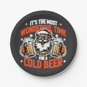 it's The Most Wonderful Time For a Cold beer Paper Plate