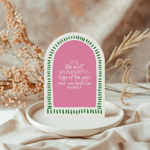 It's the most wonderful time Modern Pink & Green Invitation