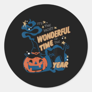 It's the Most Wonderful Time of the Year Black Cat Classic Round Sticker