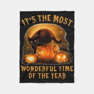It's The Most Wonderful Time Of The Year Black Cat Fleece Blanket