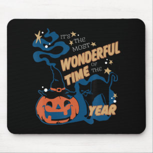 It's the Most Wonderful Time of the Year Black Cat Mouse Pad