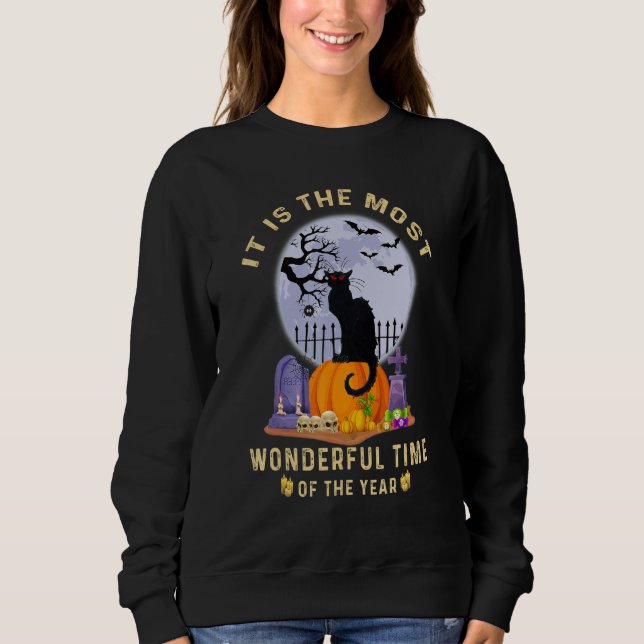 It's The Most Wonderful Time Of the Year Black Cat Sweatshirt (Front)