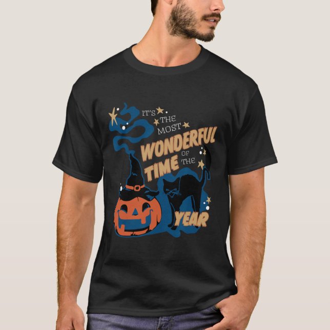It's The Most Wonderful Time Of The Year Black Cat T-Shirt (Front)