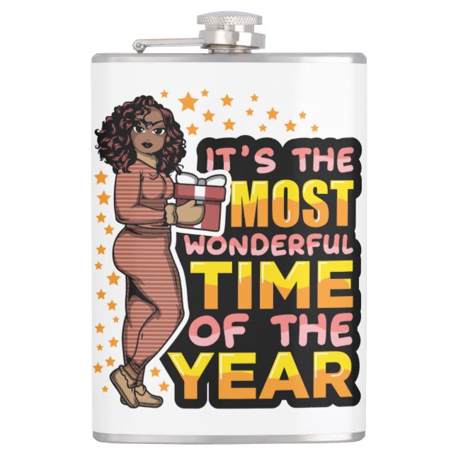 It's The Most Wonderful Time Of The Year Christmas Hip Flask (Front)