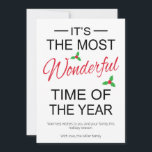 It's The Most Wonderful Time Of The Year Christmas Holiday Card<br><div class="desc">This charming personalised Christmas greeting card will be perfect for wishing holiday cheer to your friends and family. This design features the lyrics "It's the most wonderful time of the year" in black and red,  with an accent of holly.</div>