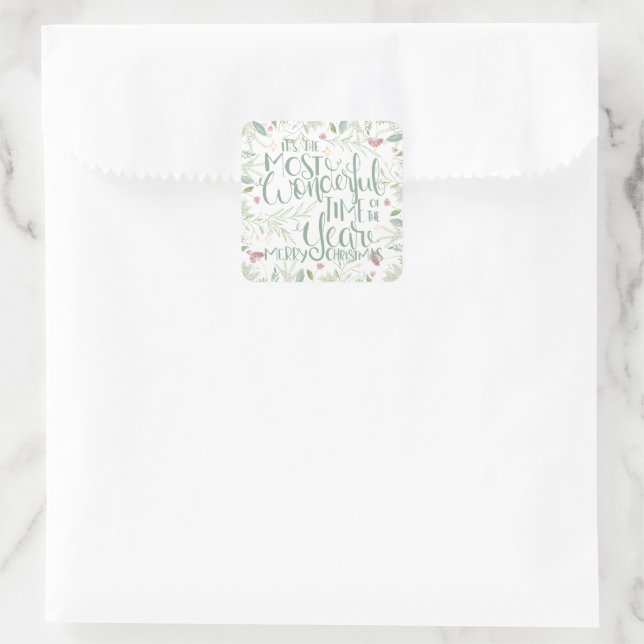 It's The Most Wonderful Time of the Year Christmas Square Sticker (Bag)