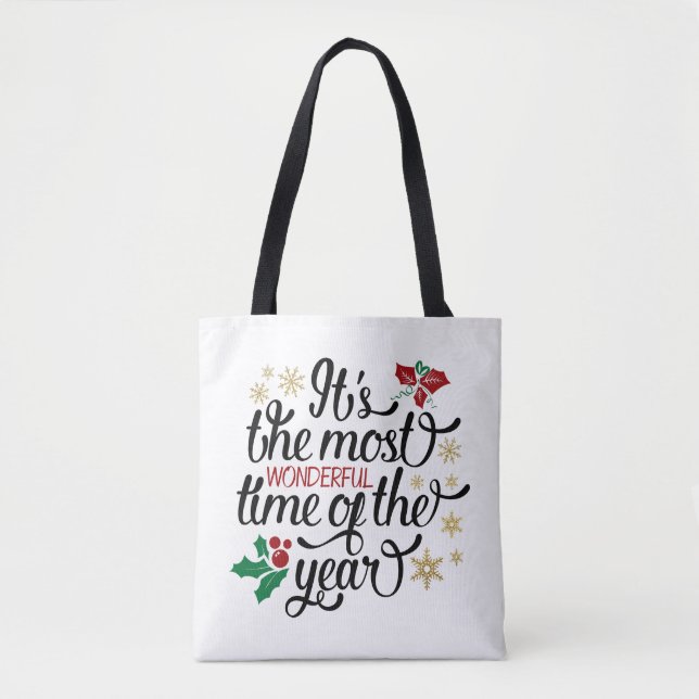 It's The Most Wonderful Time Of the Year Christmas Tote Bag (Front)