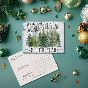 It's the Most Wonderful Time of the Year forest Holiday Postcard