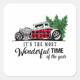It's The Most Wonderful Time of The Year Hot Rod Square Sticker