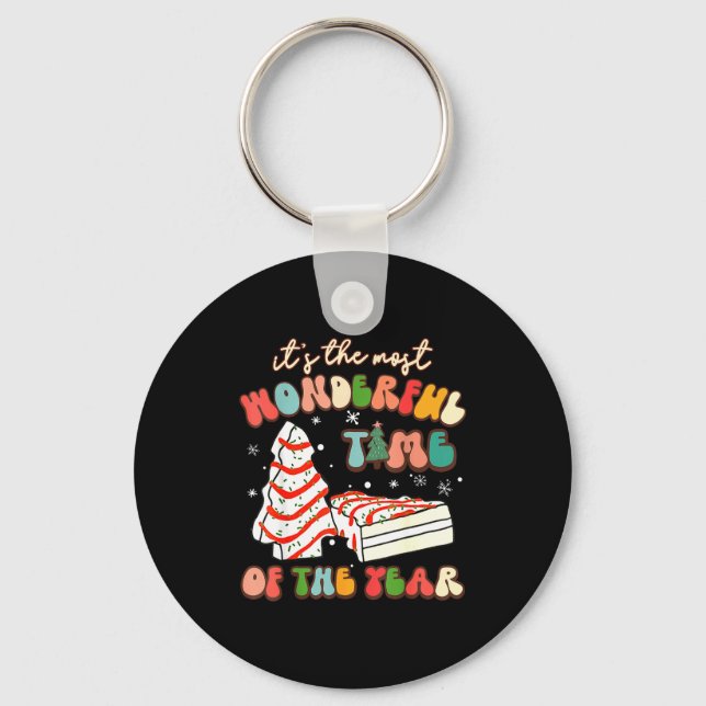 It's The Most Wonderful Time Of The Year Tree Cake Key Ring (Front)