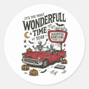 It's The Most Wonderful Time Of Year Halloween Ske Classic Round Sticker