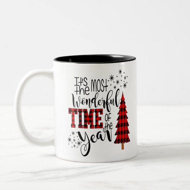 It's the Most Wonderful Time Of Year Ugly Christma Two-Tone Coffee Mug (Left)