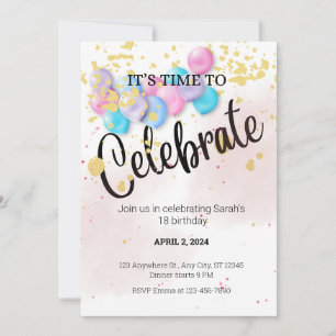 IT'S TIME CELEBRATE INVITATION TEMPLATE
