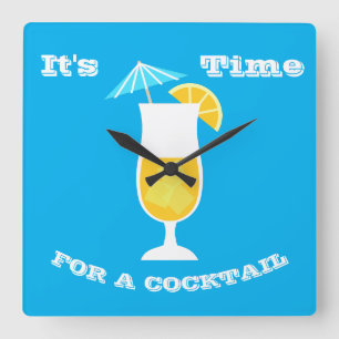 It's time for a cocktail square wall clock