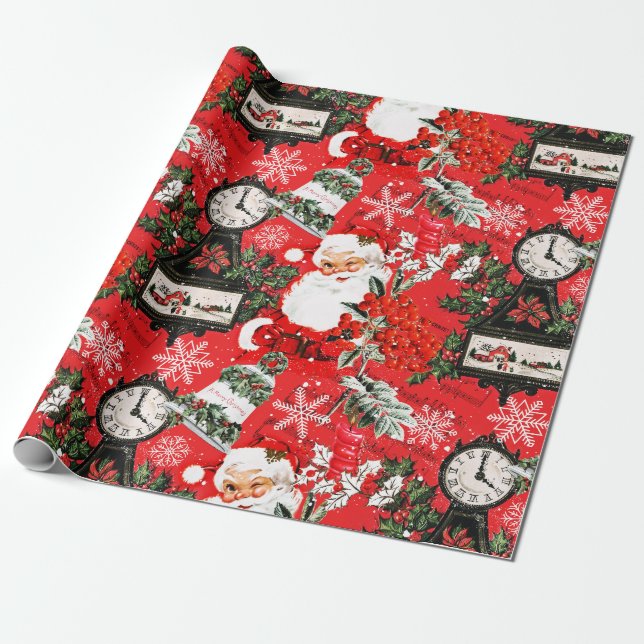 It's Time For Santa Wrapping Paper (Unrolled)