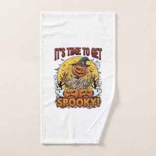 Its Time Get Spooky Halloween Pumpkin Mummy Ghosts Hand Towel